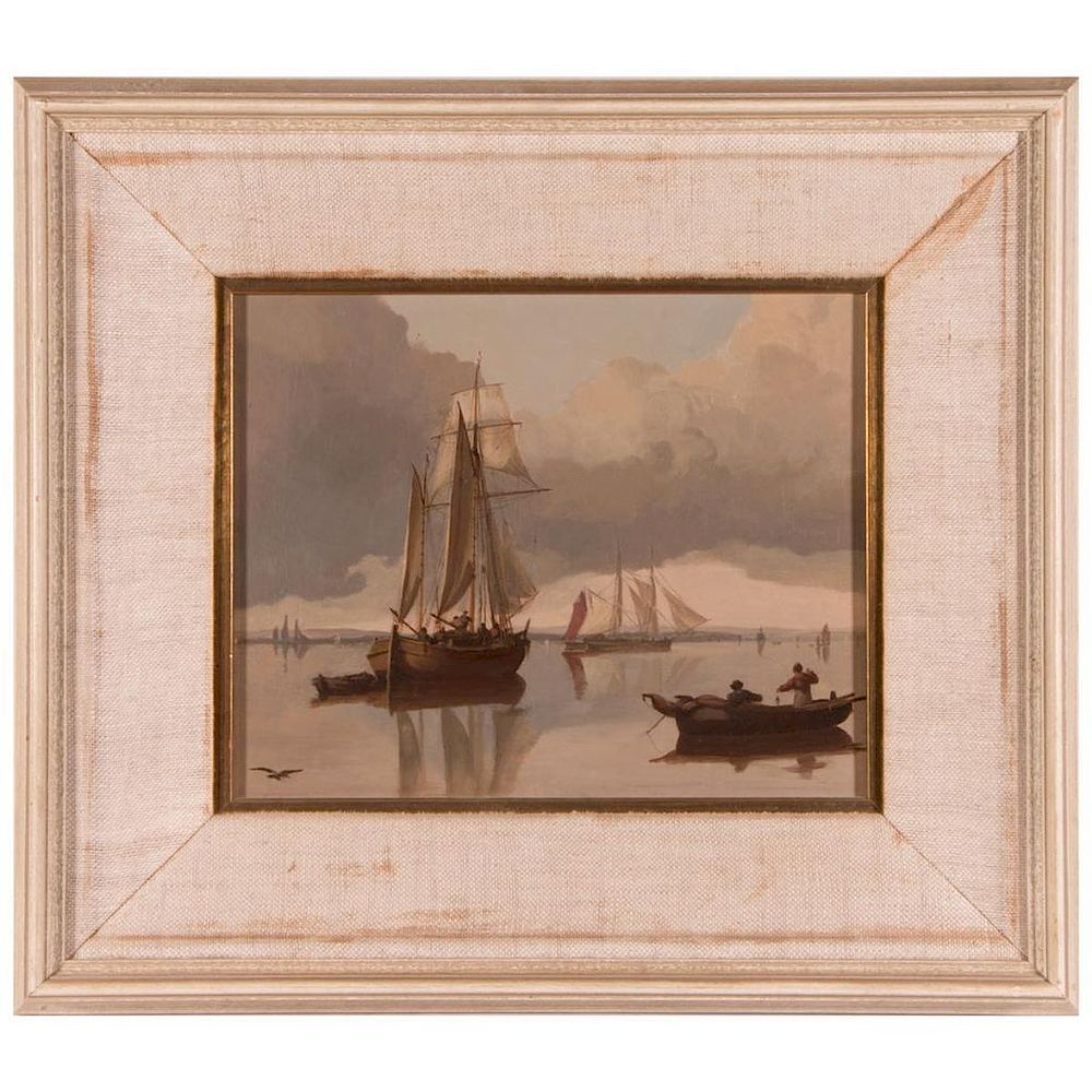 Appraisal: A th century oil on board maritime scene A good