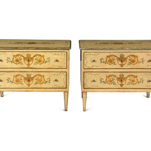 Appraisal: A Pair of Italian Painted Chests of Drawers th Century