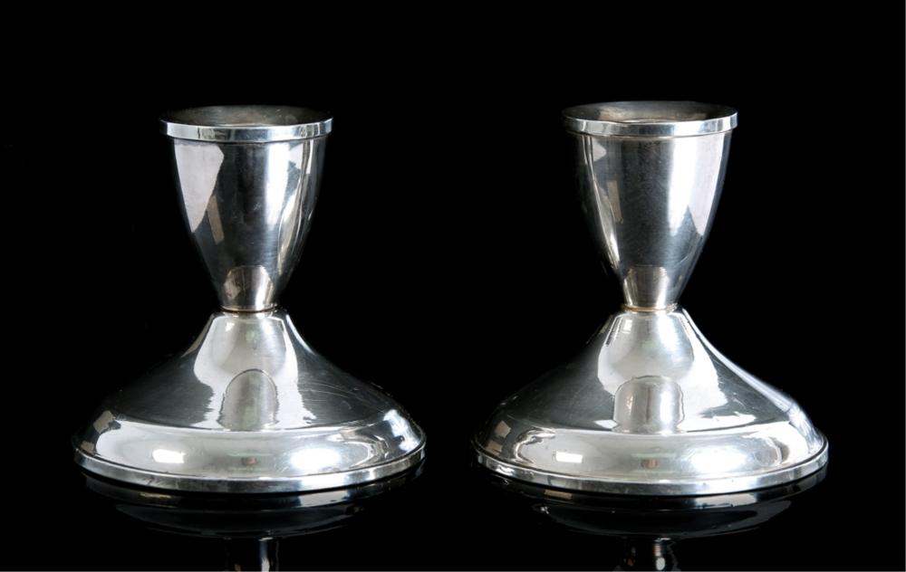 Appraisal: PAIR DUCHIN STERLING SILVER CANDLESTICK HOLDERSPair of Duchin Creation sterling