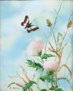 Appraisal: Signed M Kamp Depicting flowers and butterflies signed lower left