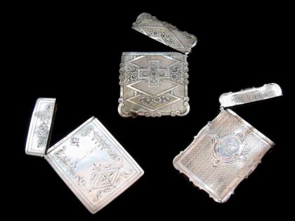 Appraisal: Five English sterling silver and Continental silver card cases th