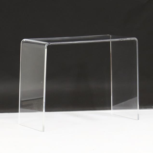 Appraisal: CONTEMPORARY LUCITE CONSOLE TABLE Contemporary waterfall form unmarked