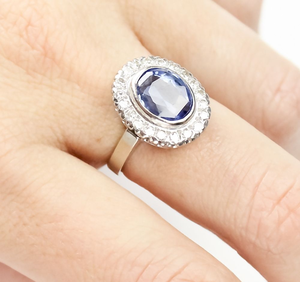 Appraisal: Gobi Swedish k Ct Tw Diamond Sapphire Ring Vintage ladies