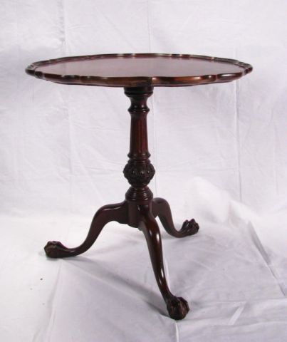 Appraisal: Mahogany Period Style Occasional Table with single pedestal tri-pod base