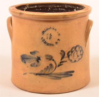 Appraisal: N Clark Jr Athens NY Stoneware Pottery Crock N Clark