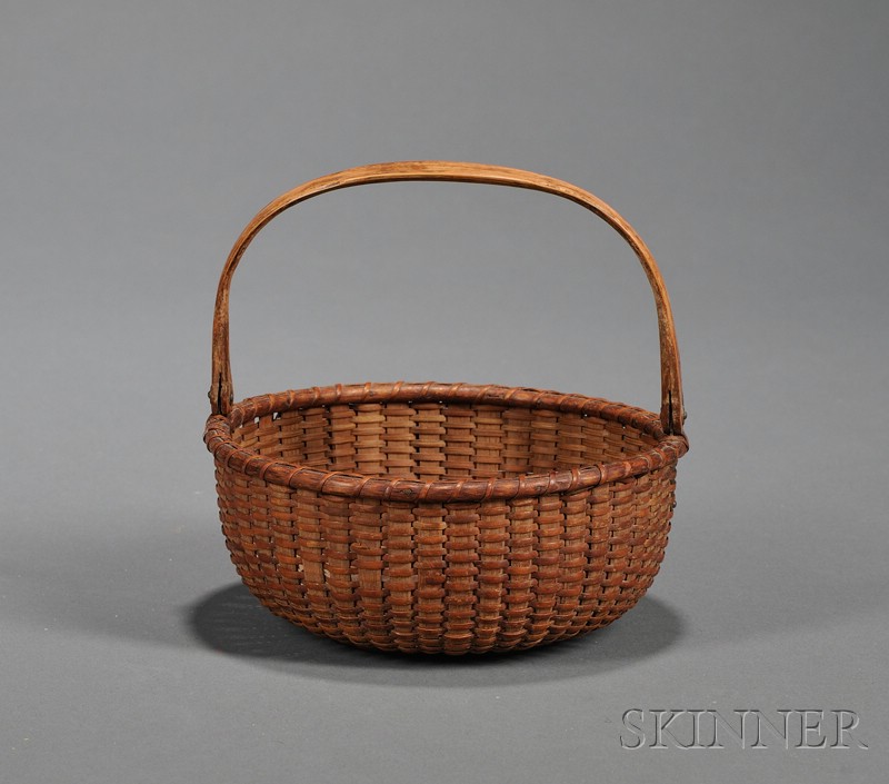 Appraisal: Small Woven Cane Nantucket Basket late th early th century