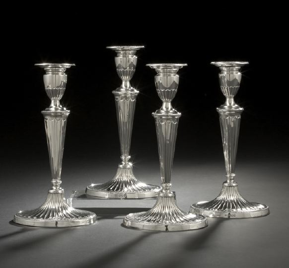 Appraisal: Suite of Four Victorian Sterling Silver Candlesticks hallmarked Sheffield -