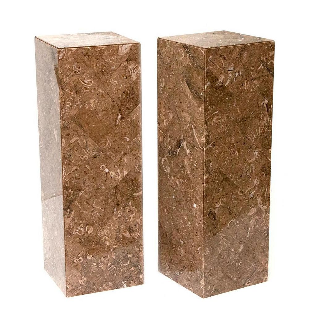 Appraisal: Pair of marble stands A pair of marble column stands