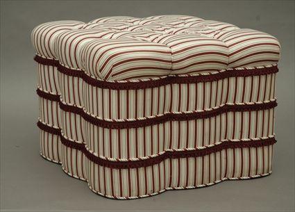 Appraisal: Red and White Upholstered Ottoman x in