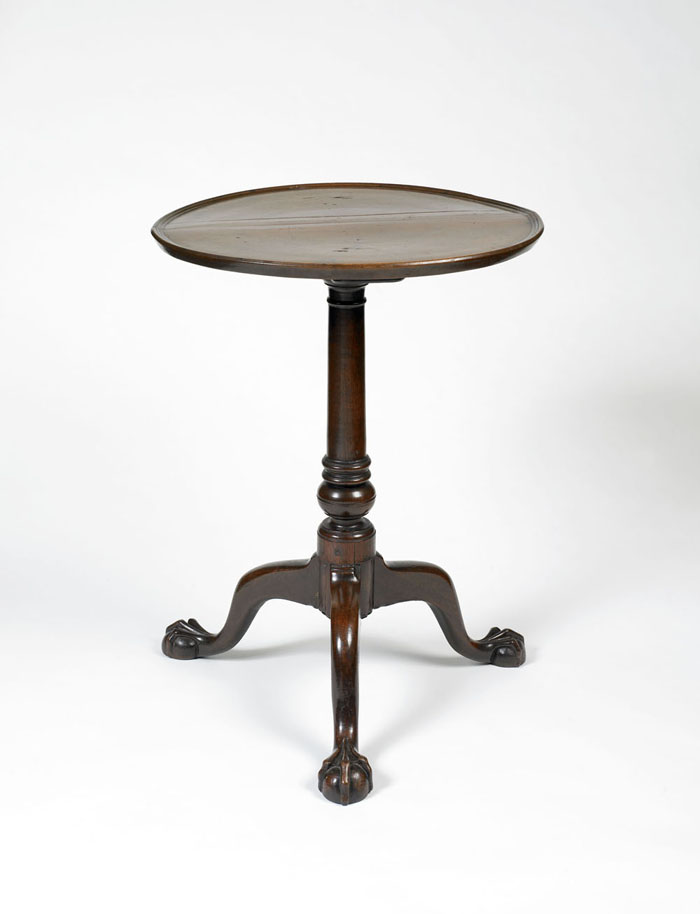 Appraisal: PHILADELPHIA CHIPPENDALE CARVED MAHOGANY DISHTOP CANDLESTAND The circular top with