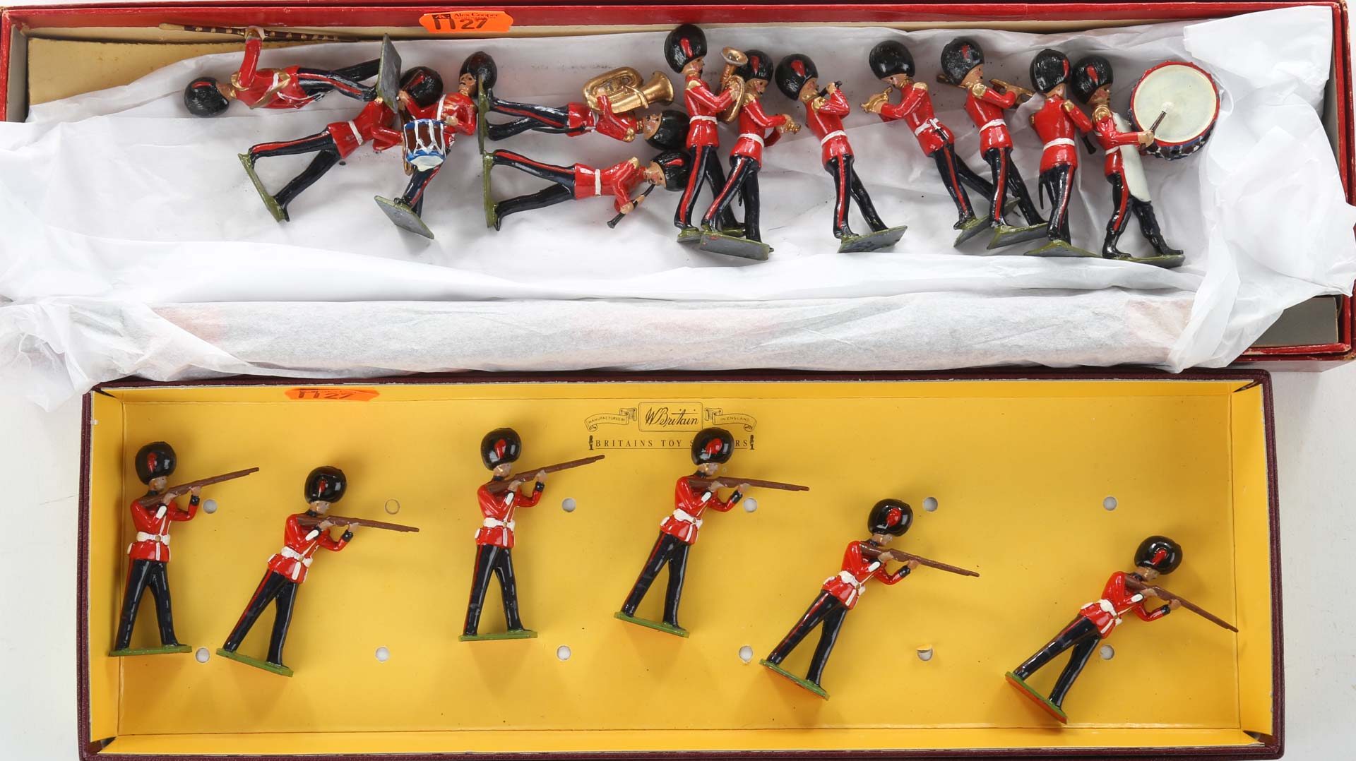 Appraisal: Two painted lead Queen's Guards figures includes Britains firing guards