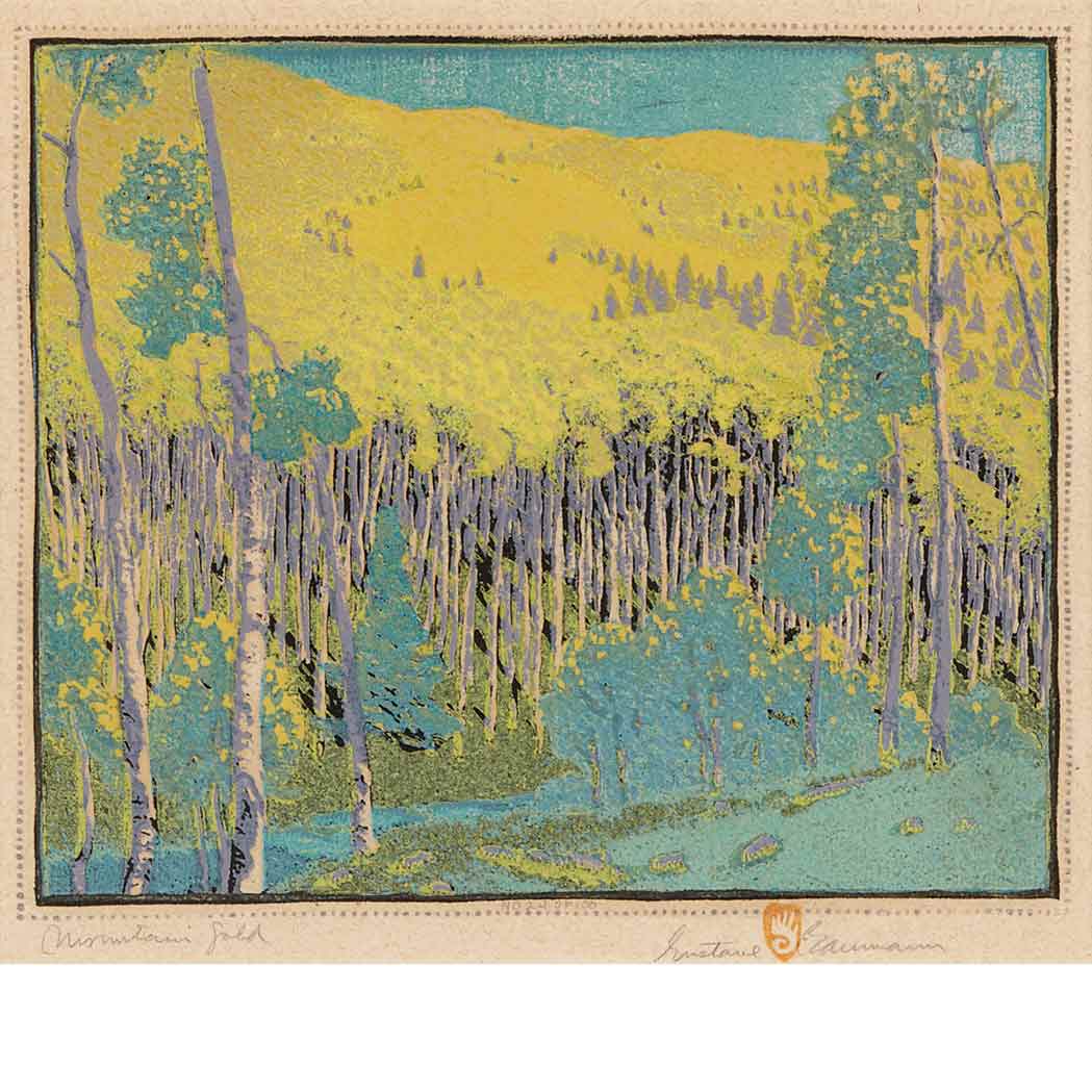 Appraisal: Gustave Baumann MOUNTAIN GOLD Color woodcut signed titled and numbered