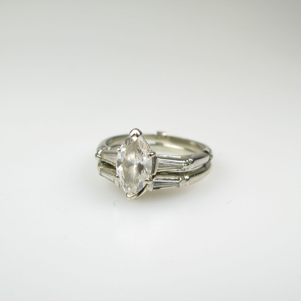 Appraisal: k White Gold Ring set with a marquis cut diamond