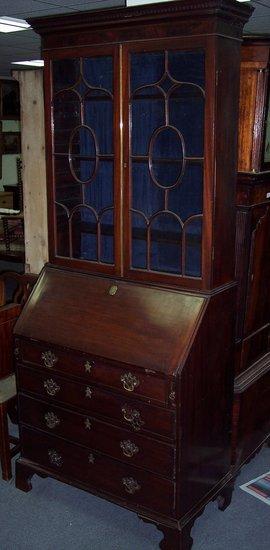 Appraisal: A George III mahogany bureau bookcase the bookcase over with