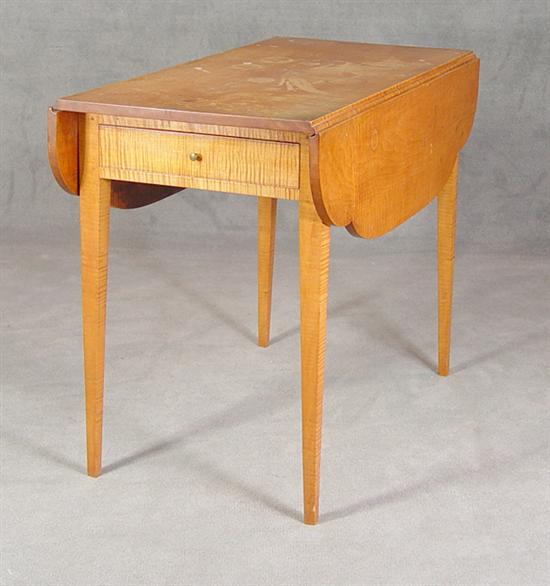 Appraisal: Tiger Maple Hepplewhite Pembroke or Breakfast Table Circa Single drawer