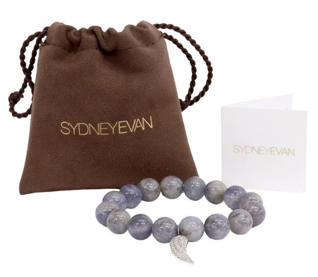 Appraisal: Sydney Evan beaded bracelet sixteen round stone beads likely iolite