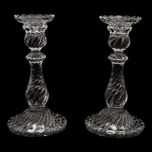 Appraisal: A Pair of Baccarat Bambous Molded Glass Candlesticks th Century