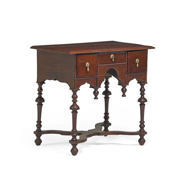 Appraisal: WILLIAM AND MARY DRESSING TABLE Mahogany three drawers late th