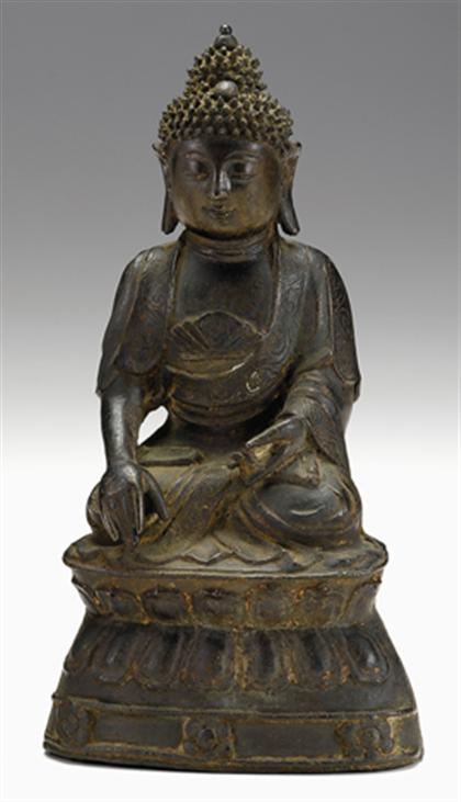 Appraisal: Chinese bronze figure of Buddha ming dynasty Signs of gilt