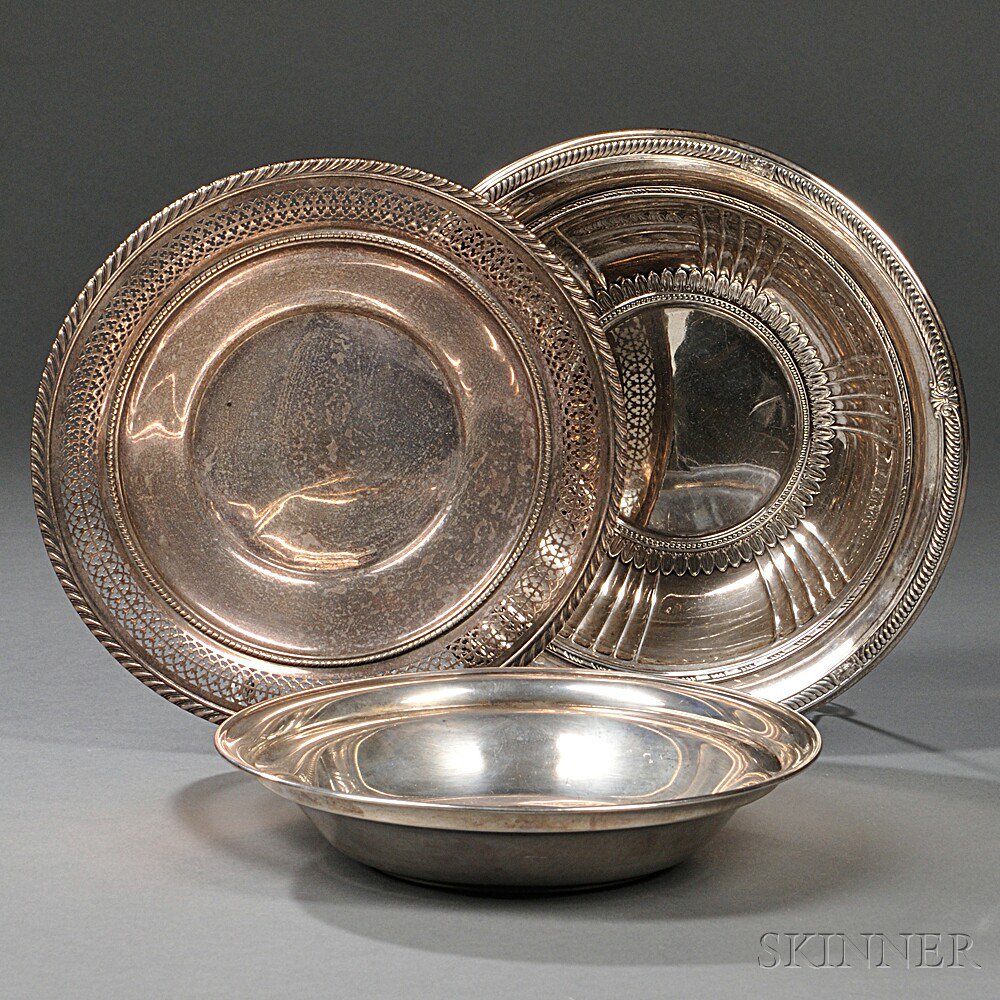 Appraisal: Three American Sterling Silver Dishes th century two Gorham a