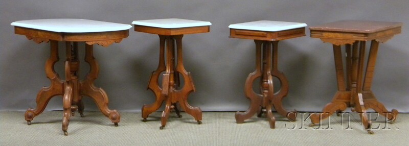 Appraisal: Two Victorian Marble-top Carved Walnut Tables and Two Stands