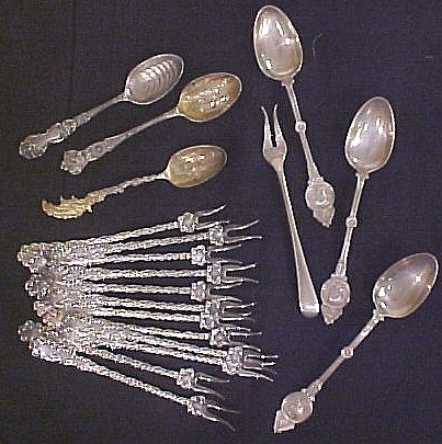 Appraisal: Sterling including Georg Jensen lemon fork twelve Wallace Waverly monogrammed