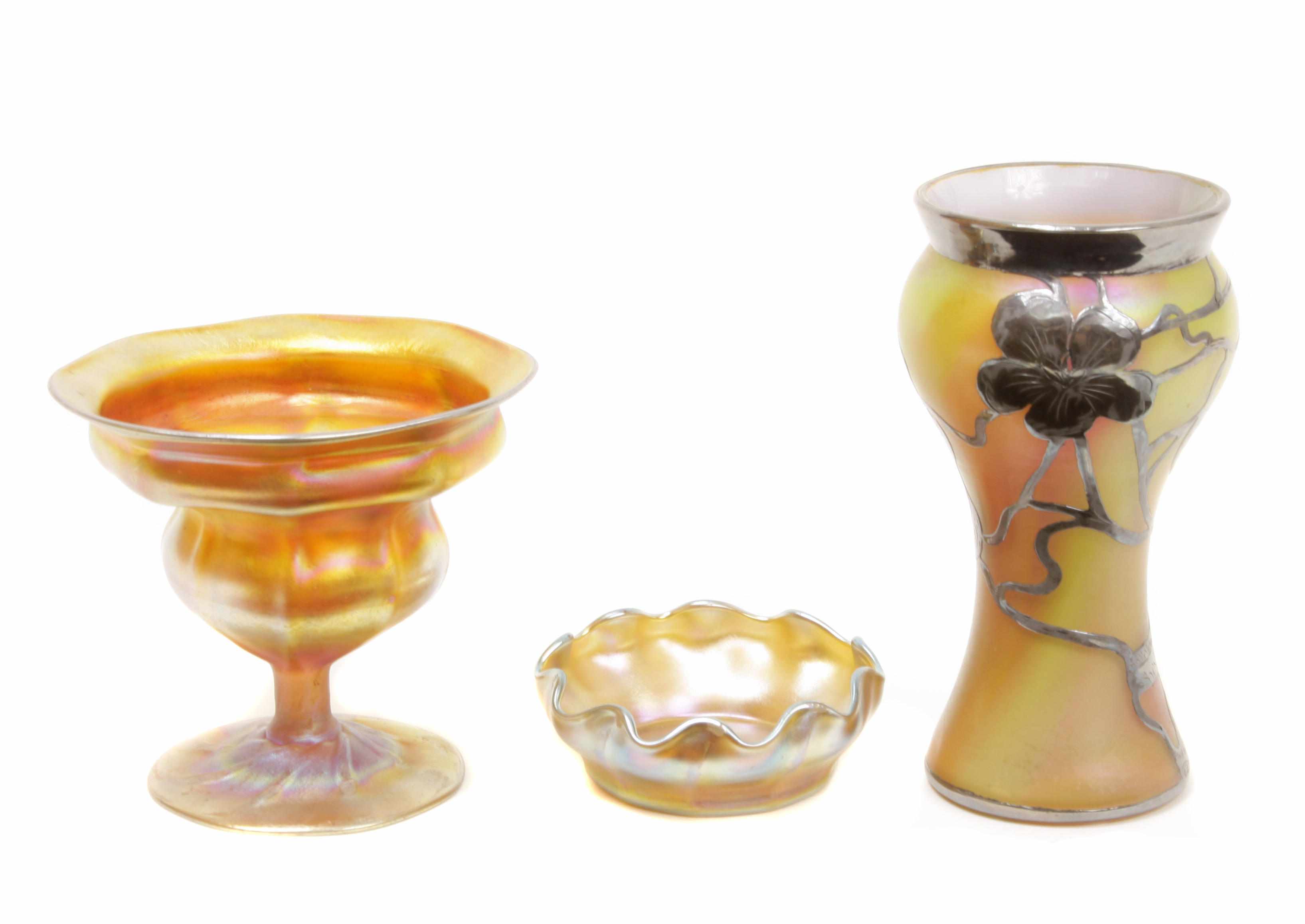 Appraisal: An L C Tiffany Favrile glass small compote and an