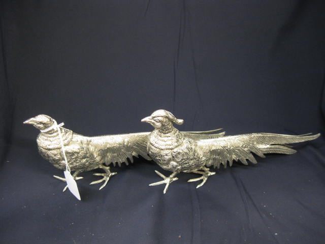 Appraisal: Pair of Silverplate Pheasant Figurines long