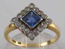 Appraisal: A yellow metal tests carat gold diamond and sapphire ring