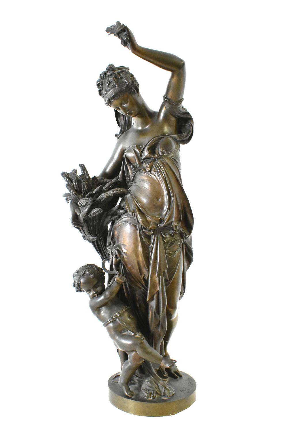 Appraisal: ALBERT-ERNEST CARRIER-BELLEUSE FRENCH - Patinated bronze allegorical figure of Autumn