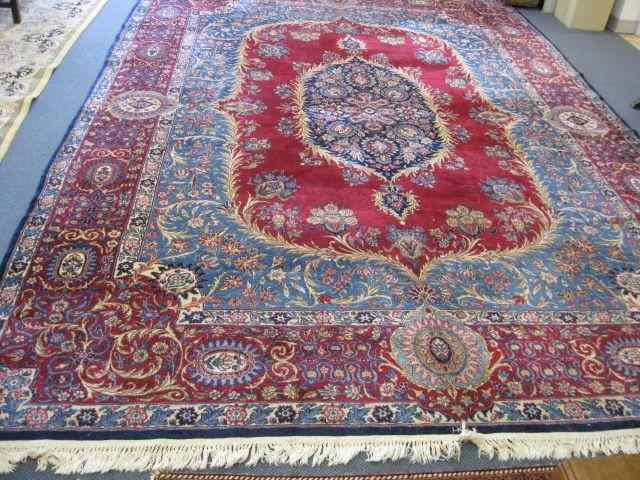 Appraisal: Mahal Persian Handmade Room Size Rug elaborate medallion flowering vine