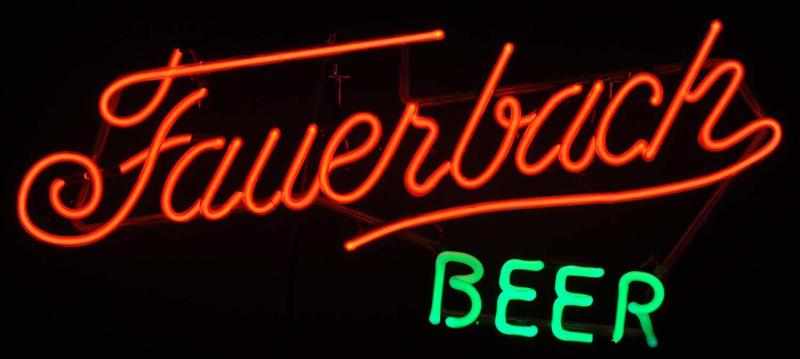 Appraisal: Fauerbach Beer Neon Sign Description s Red and green on