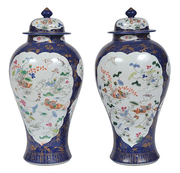 Appraisal: A PAIR OF CHINESE MEIPING VASES WITH COVERS TH CENTURY