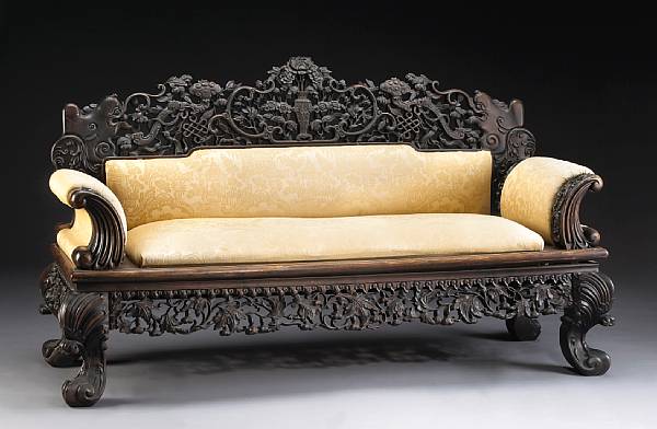 Appraisal: A large export 'black wood' settee Late Qing Dynasty The