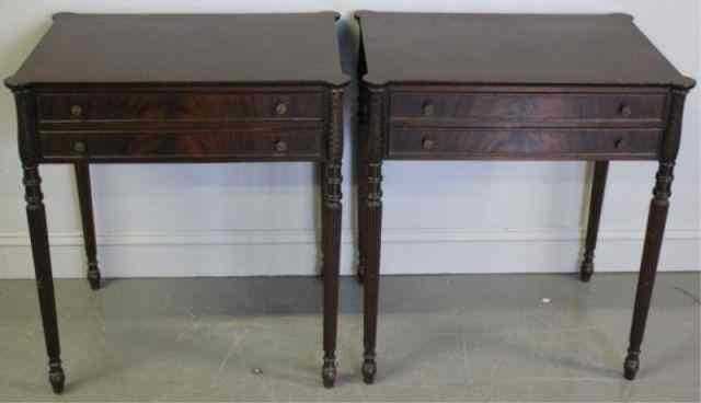 Appraisal: Pair of Mahogany Two Drawer Stands From a New Rochelle