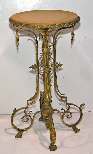 Appraisal: A Gothic Revival gilt metal pedestal table mid th century