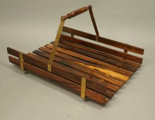 Appraisal: HIRAKAWA Brazil Rosewood Brass Magazine Rack Thi HIRAKAWA Brazil Rosewood