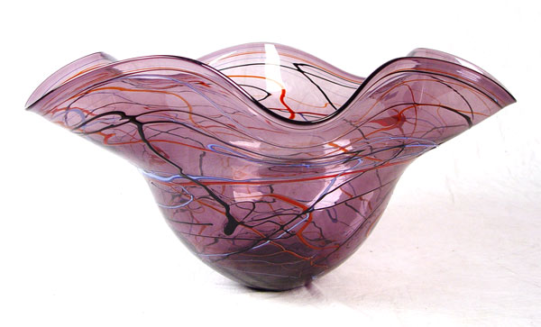 Appraisal: VERY LARGE CONTEMPORARY PURPLE ART GLASS BOWL Measures '' high