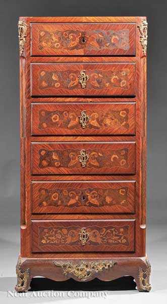 Appraisal: A Louis XVI-Style Kingwood Marquetry and Bronze-Mounted Chiffonier late th