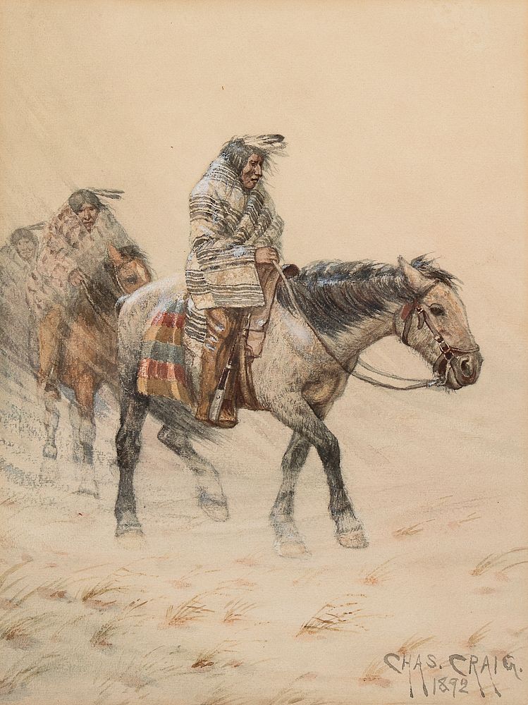 Appraisal: Charles Craig Indians on Horseback in a Storm CHARLES CRAIG