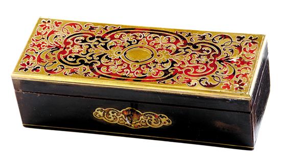 Appraisal: French boulle and black lacquer glove box last quarter th