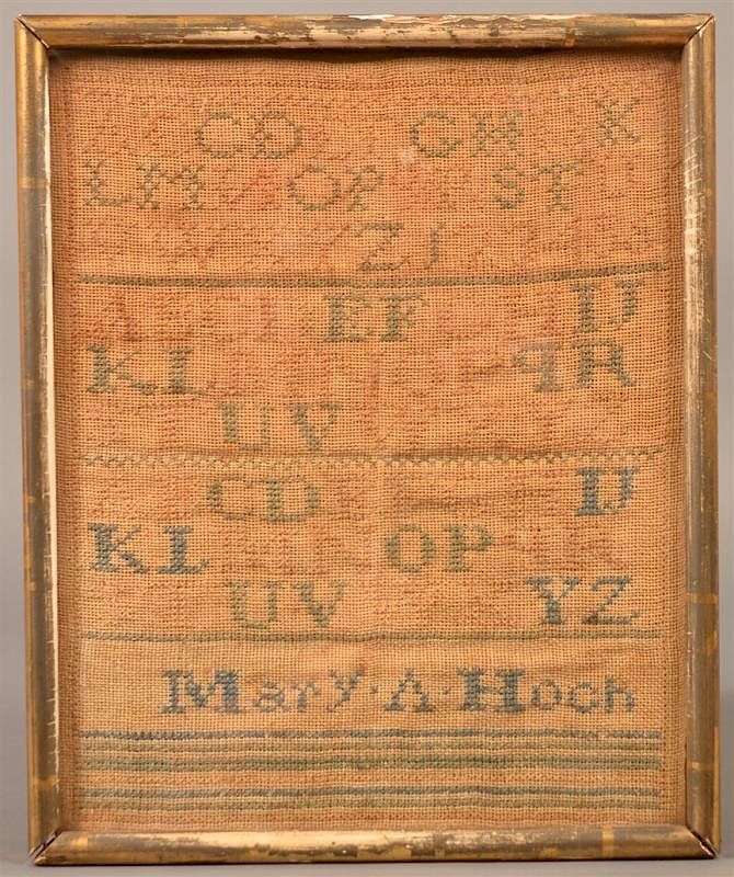 Appraisal: th Century Cross Stitch Needlework Sampler th Century Cross Stitch