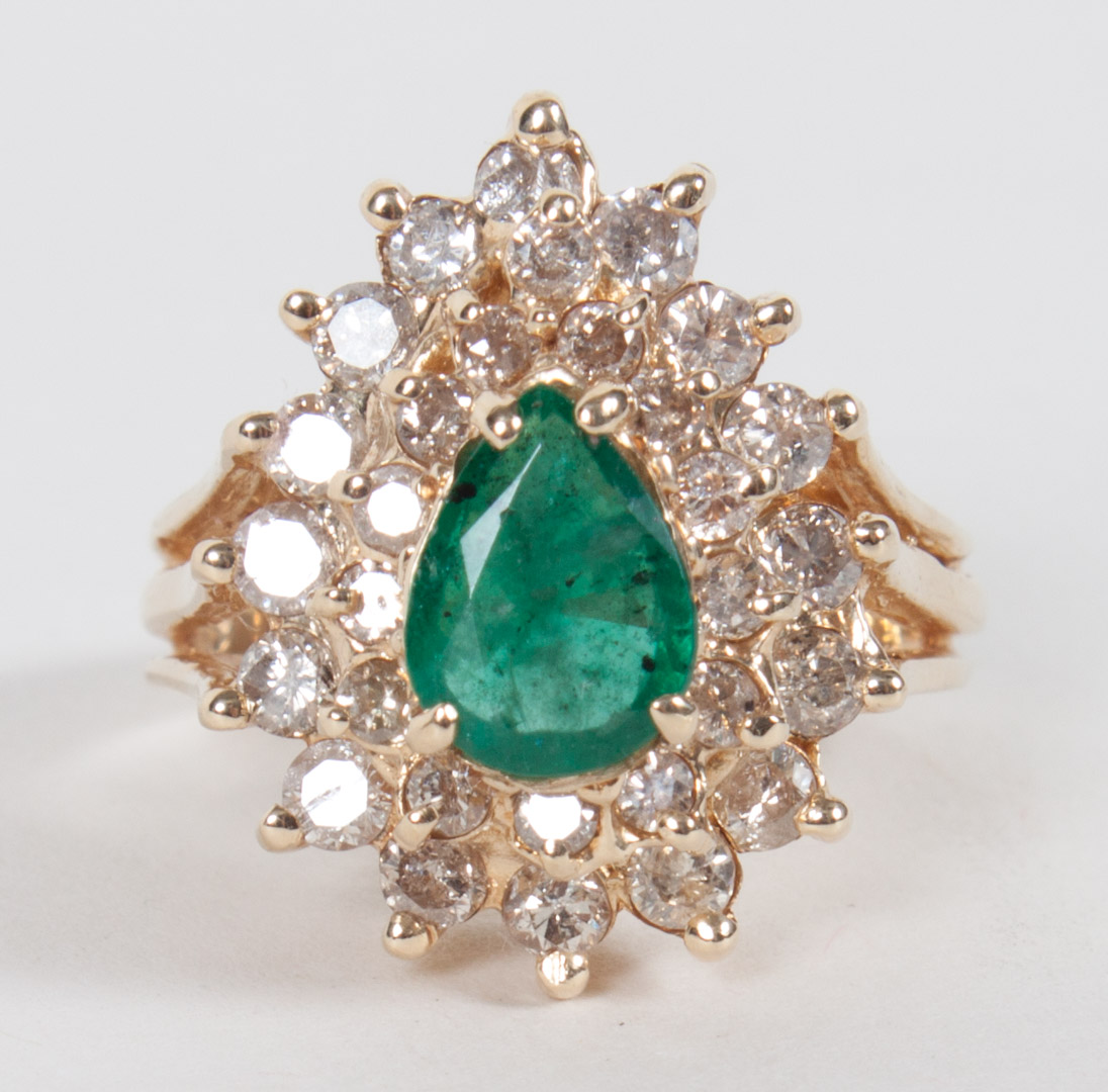 Appraisal: Lady's K gold diamond emerald ring size grams