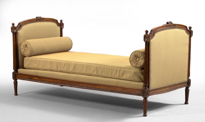 Appraisal: Louis XVI-Style Fruitwood Lit du Jour the cushioned and bolstered