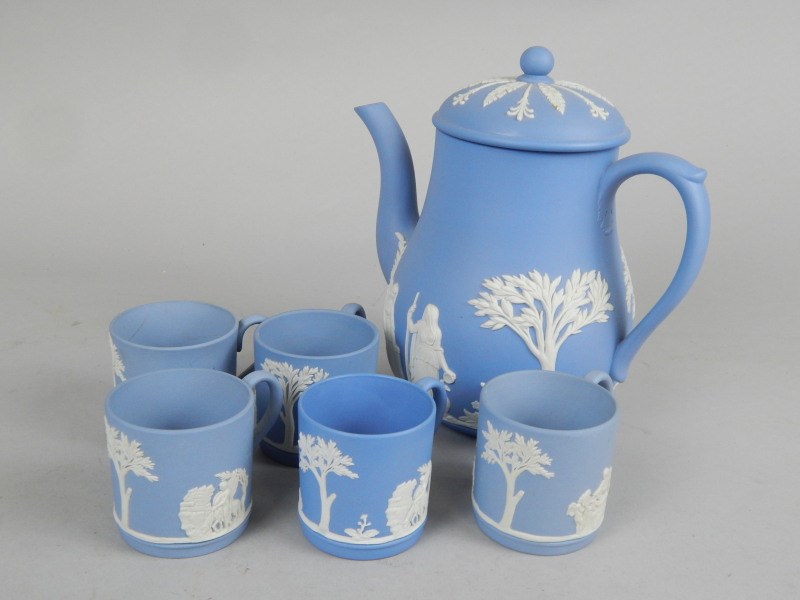 Appraisal: A Wedgwood blue Jasperware part coffee service