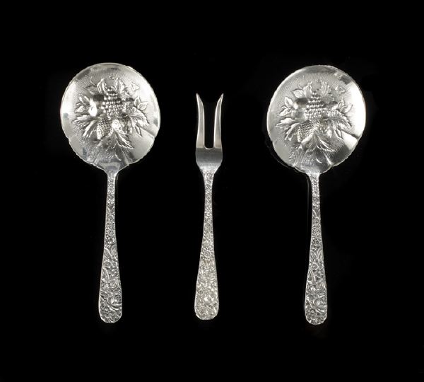 Appraisal: Three S Kirk Son Repousse -Pattern Sterling Silver Serving Pieces