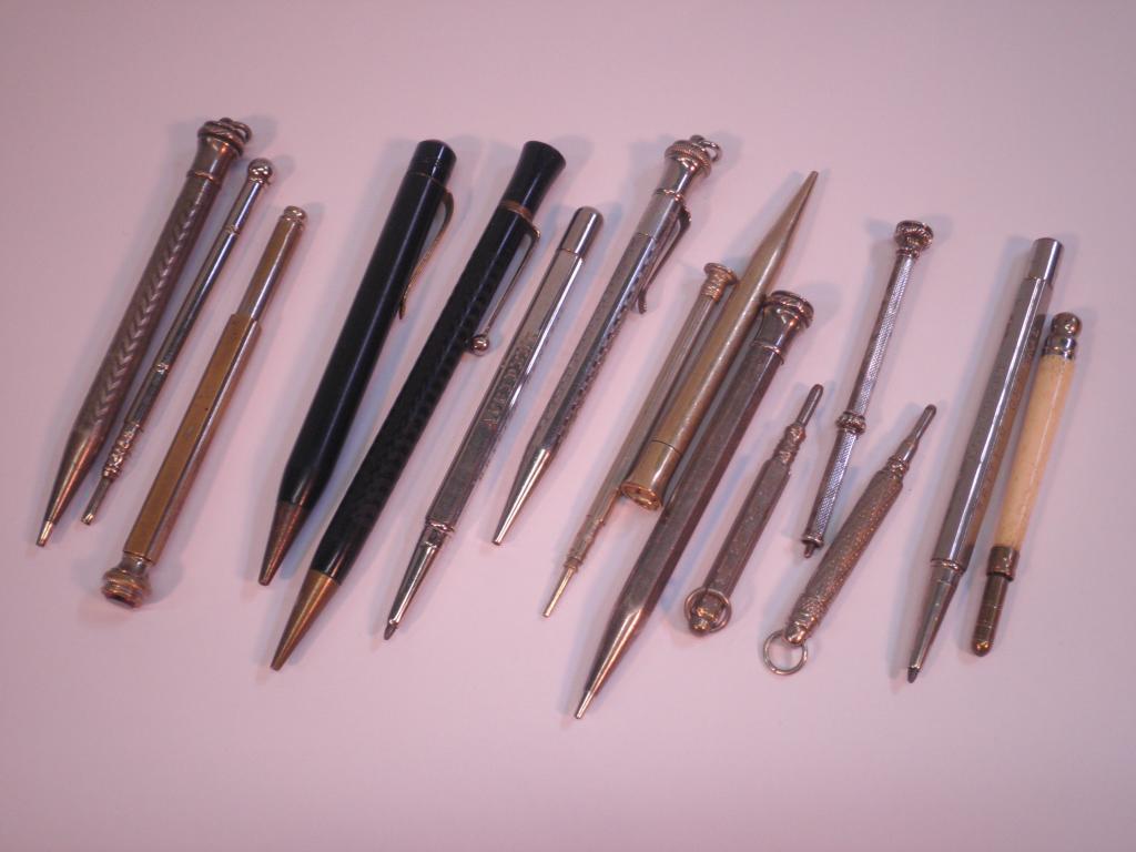 Appraisal: A quantity of white metal and other pens and pencils