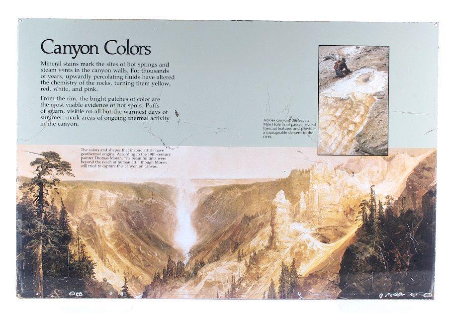 Appraisal: Porcelain Enamel Yellowstone Canyon Infograph For auction in this lot