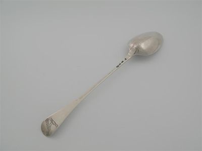 Appraisal: A George II fancy back basting spoon Hanoverian pattern with