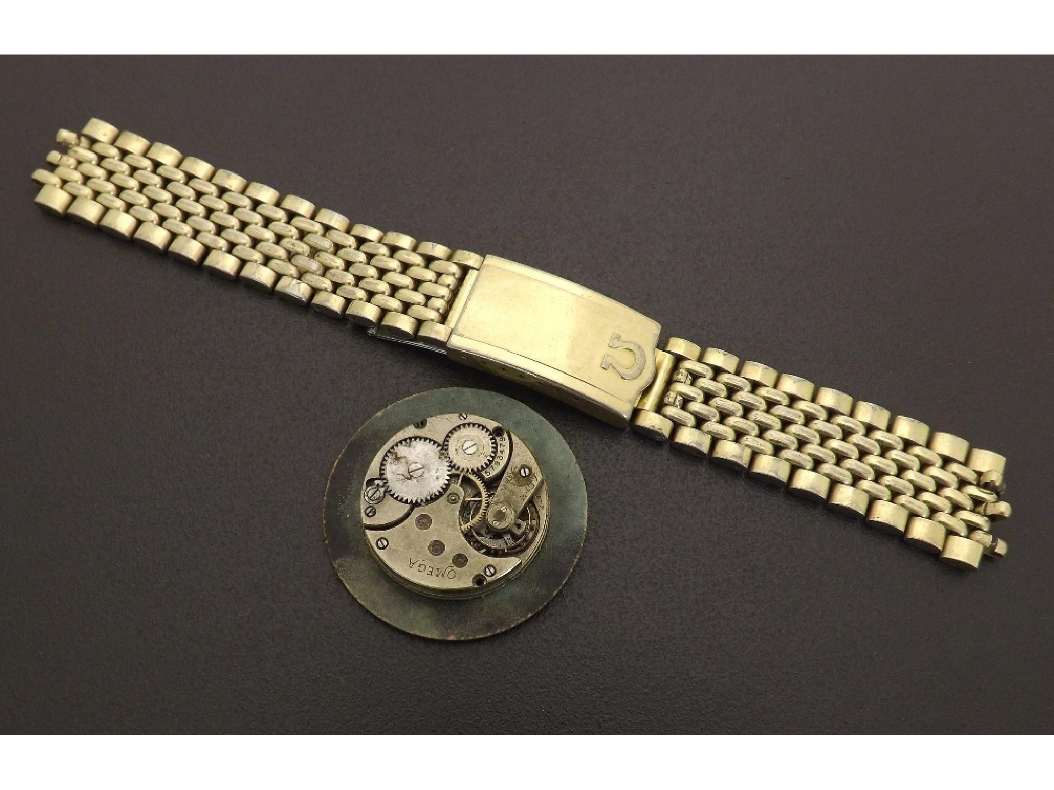 Appraisal: Omega gold plated watch bracelet mm long also an Omega